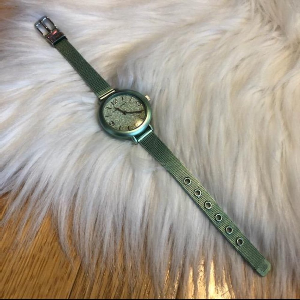 Laura Ashley Mint Green/Silver Metal Mesh Watch